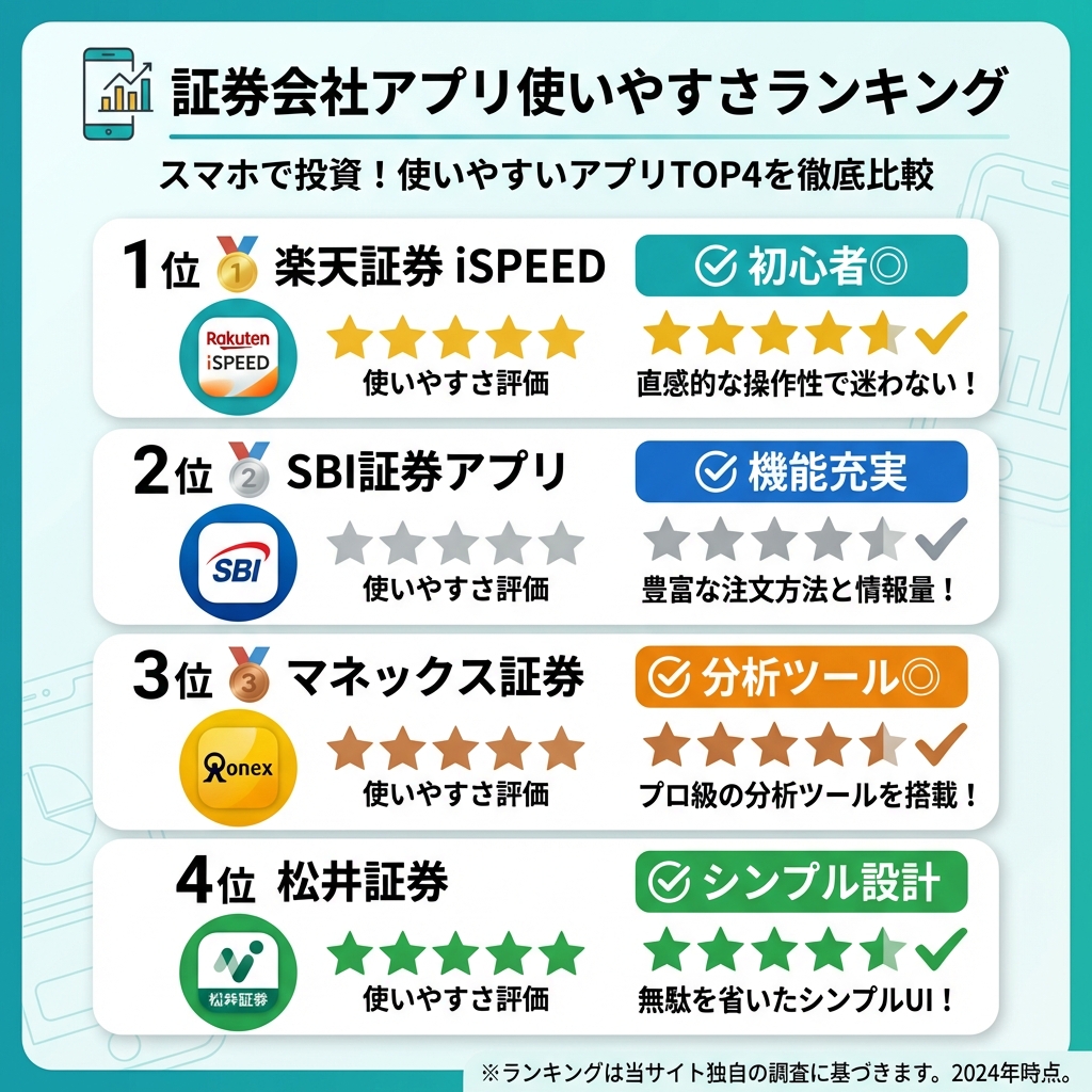 証券会社アプリ使いやすさランキング