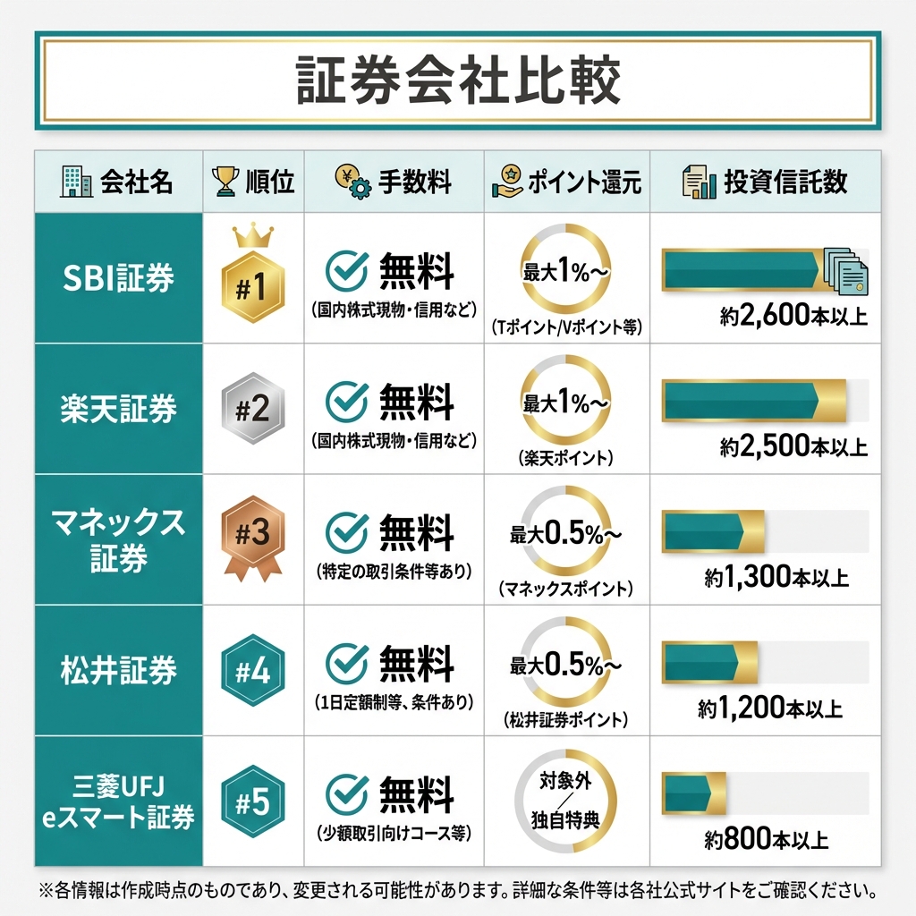証券会社比較チャート
